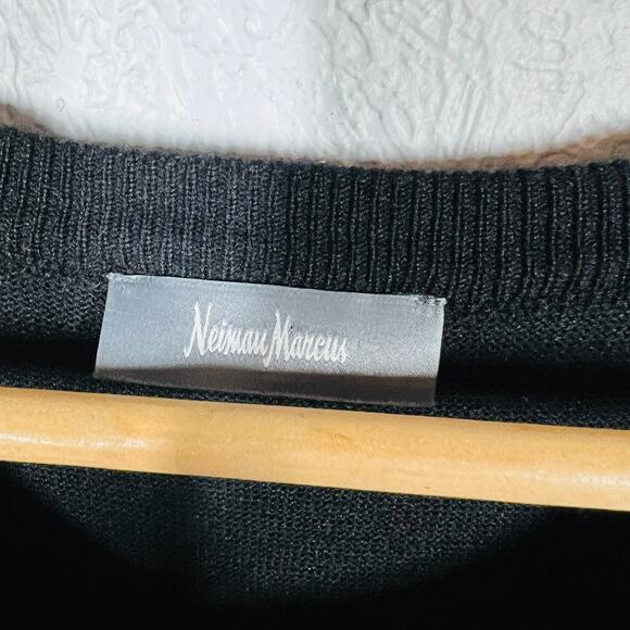 Neiman Marcus Optical Illusion Bodycoon Dress Mini Black White Knit - S - Picture 4 of 6